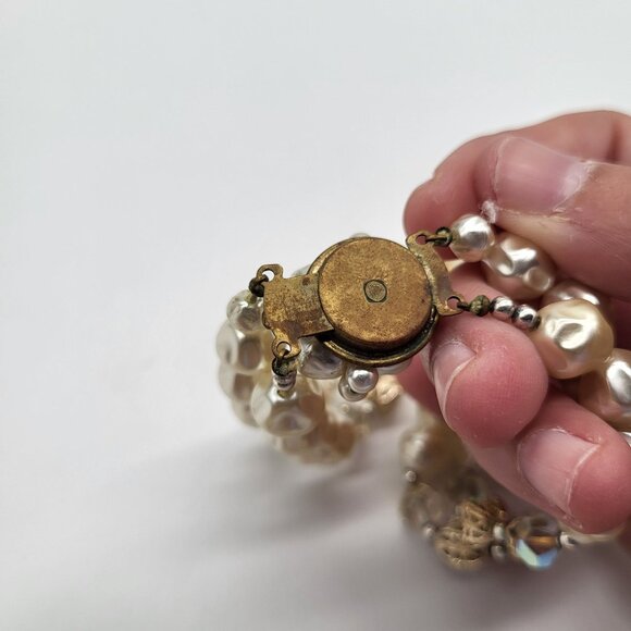 VTG Double Strand Faux Pearl and Faceted Bead Necklace JAPAN - Picture 10 of 15